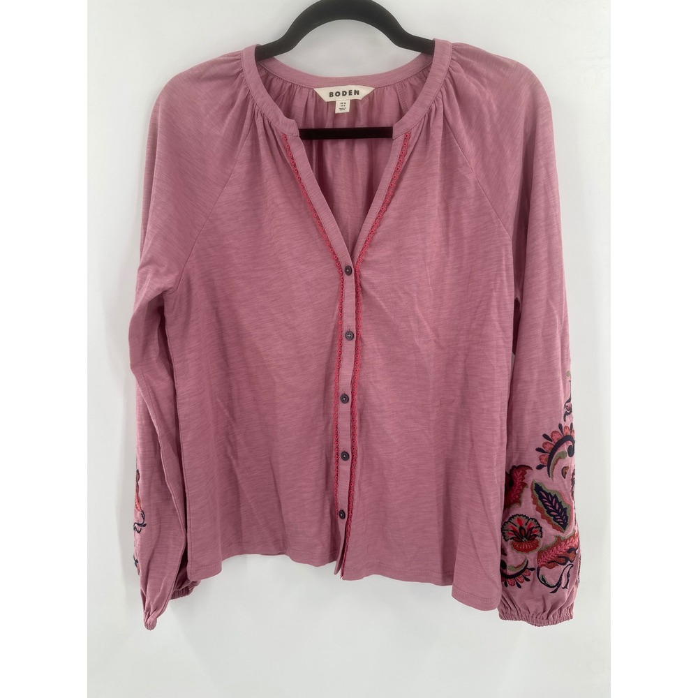 Boden Alma Embroidered Shirt Pink Embroidered 6 - Picture 4 of 8